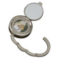 Handbag Hanger with Compact Mirror & Black Crystal